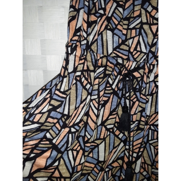 Lucky Brand Tassel Blouson Geometric Print Dress - Picture 11 of 12